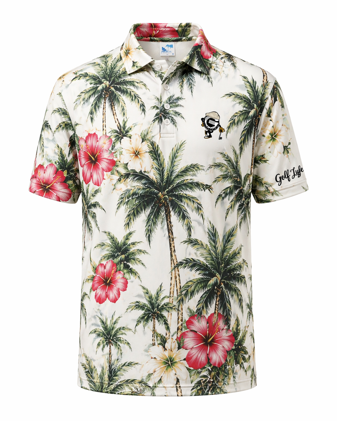 Golf Lyfe floral print logo polo front view
